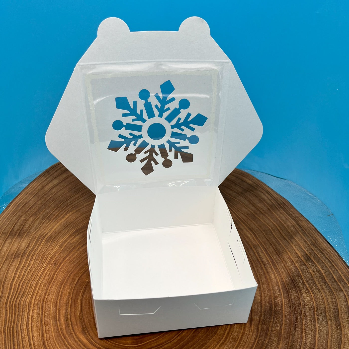 White Pastry Box with Snowflake Cutout - 6x6x2.5