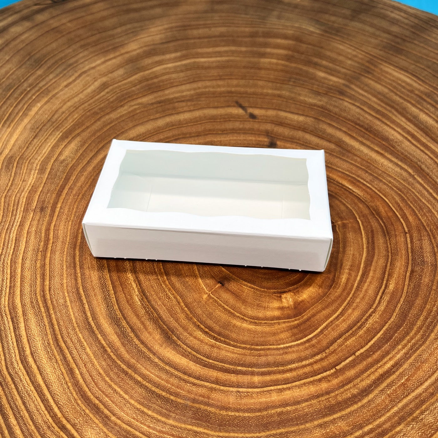 White Favor Candy Box with Window, 1 Piece Folding Box (2.25x1x4 5/6)