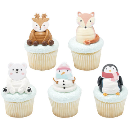 Winter Friends Cupcake Rings - 12 Rings