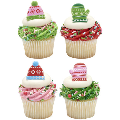 Winter Hats & Mittens Cupcake Rings - 12 Rings