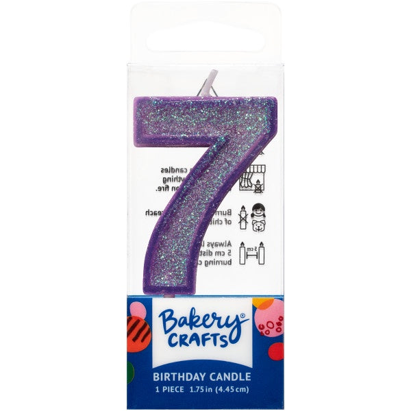 Mini, Number 7, Purple Glitter Candle