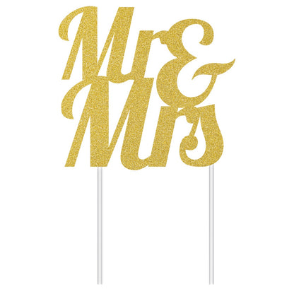Mr & Mrs Gold Script Cake Topper