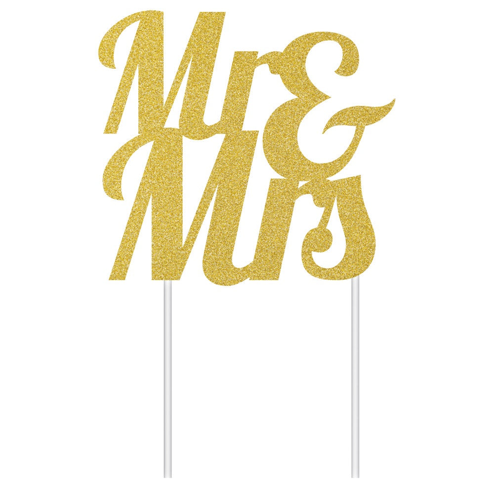 Mr & Mrs Gold Script Cake Topper