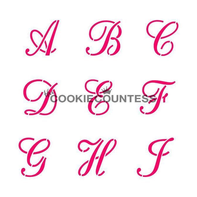 1 Inch Alphabet Script Stencil Set