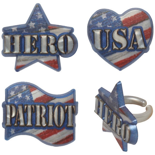 Metallic Hero US Patriot Rings - 12 Rings