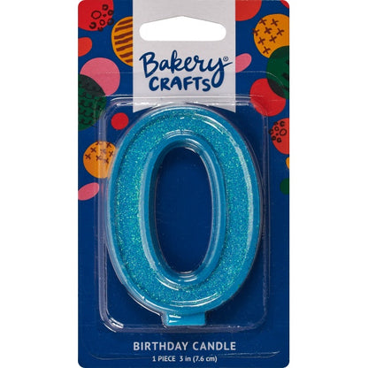 Glitter Number Candle - 0 - Blue