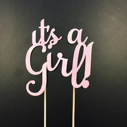 It's a Girl! Cake Topper - Glitter Pink