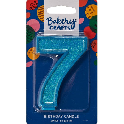 Glitter Number Candle - 7 - Blue