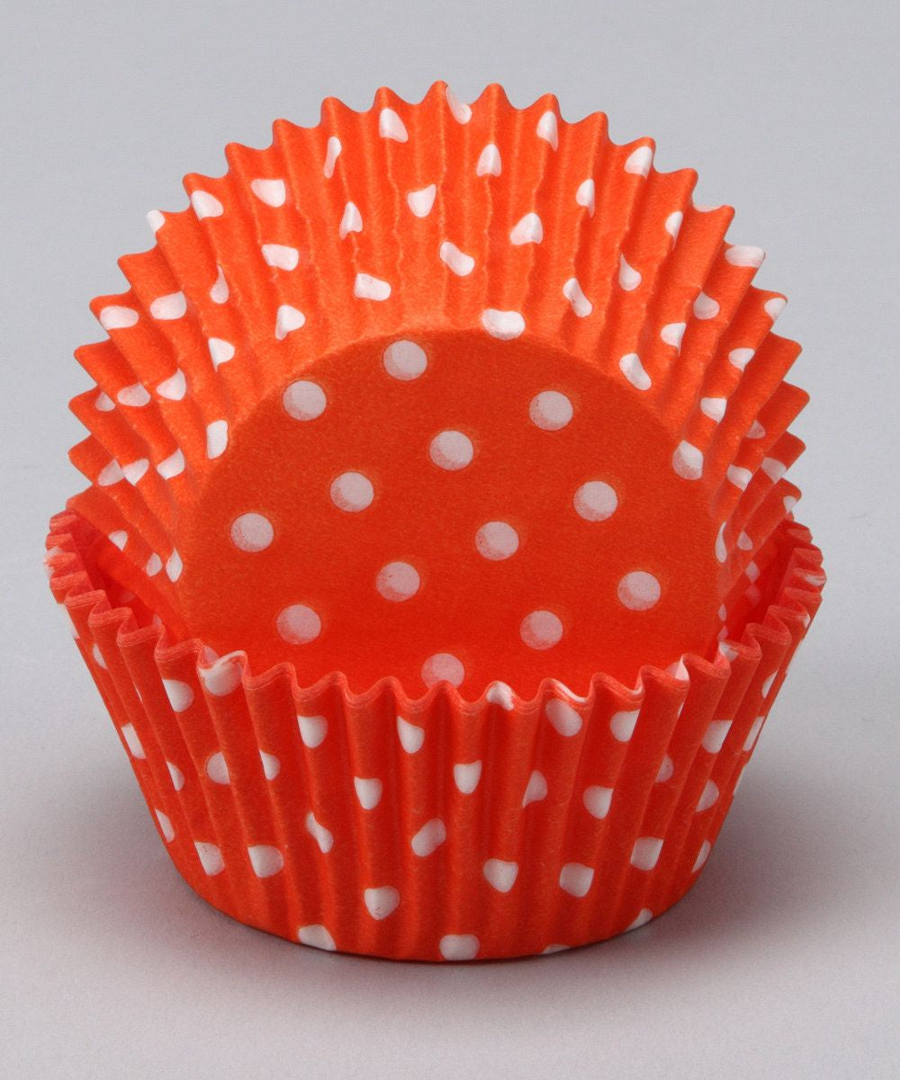 Orange Polka Dot, Standard Size Bake Cups - 50ish Cupcake Liners