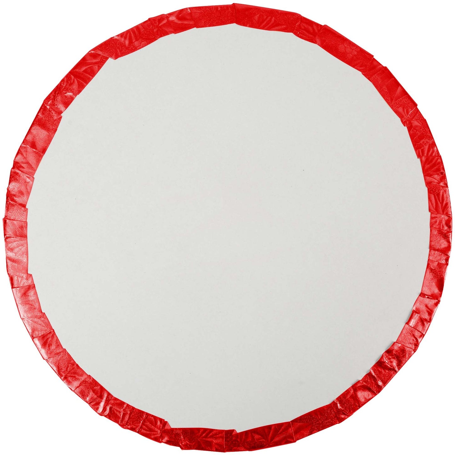 image of the back of a 10 inch round red cake drum that is 1/2 thick