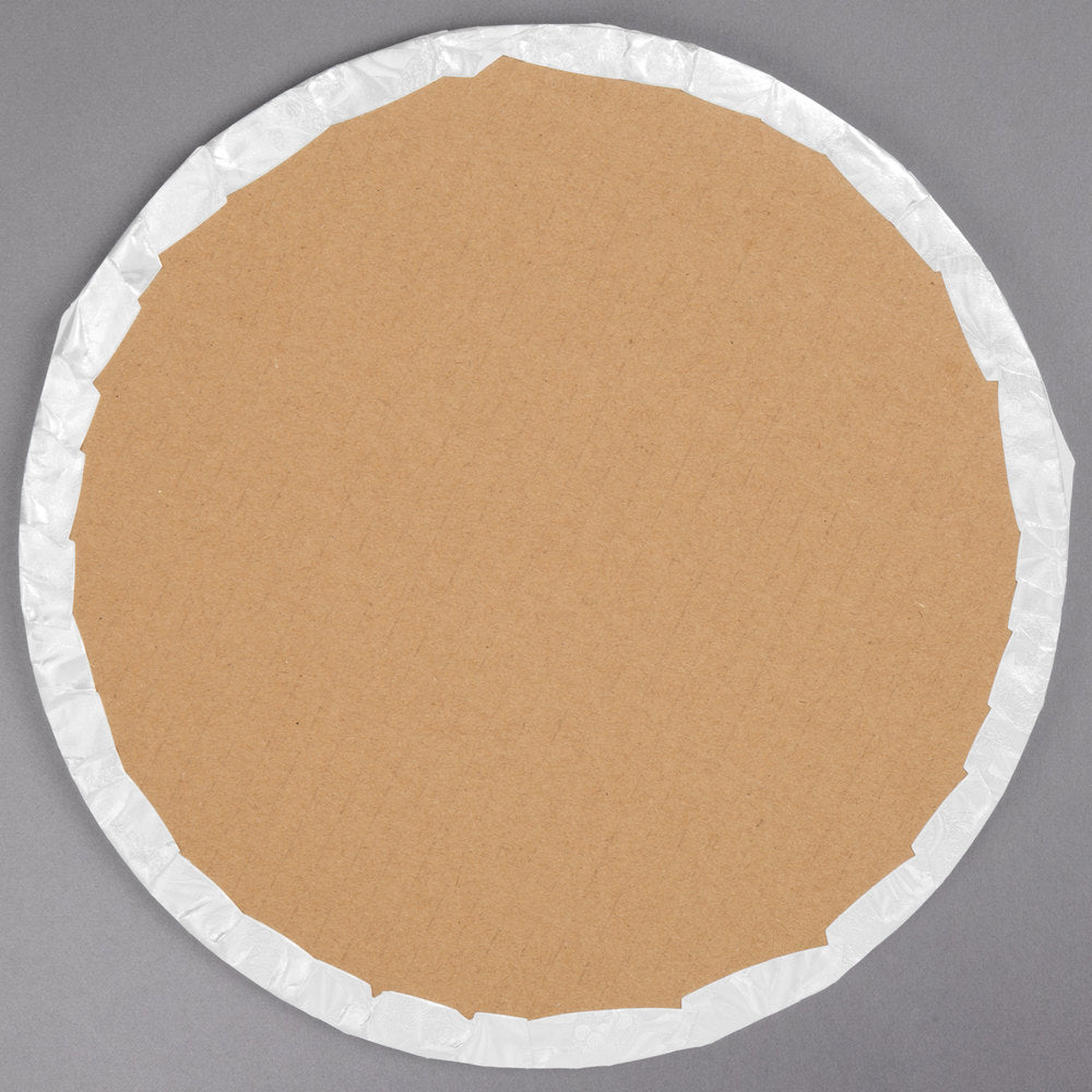 image of the back of 10 inch round white cake drum that is 1/4 inch thick