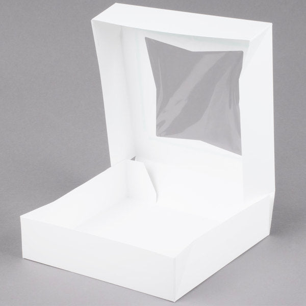 White Corner Pie Box with A Window - 10x10x2.5