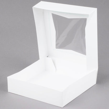 White Corner Pie Box with A Window - 10x10x2.5