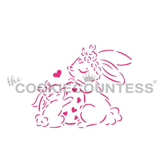 Mama and Baby Bunnies Stencil
