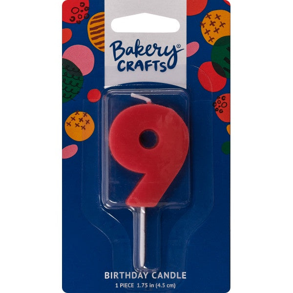 Mini Block Number Candle - 9 - Red