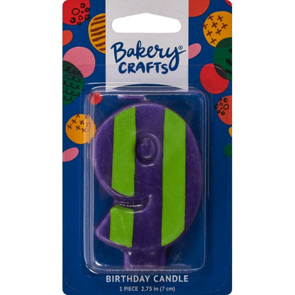 Number Candle - 9 - Purple and Green Stripes