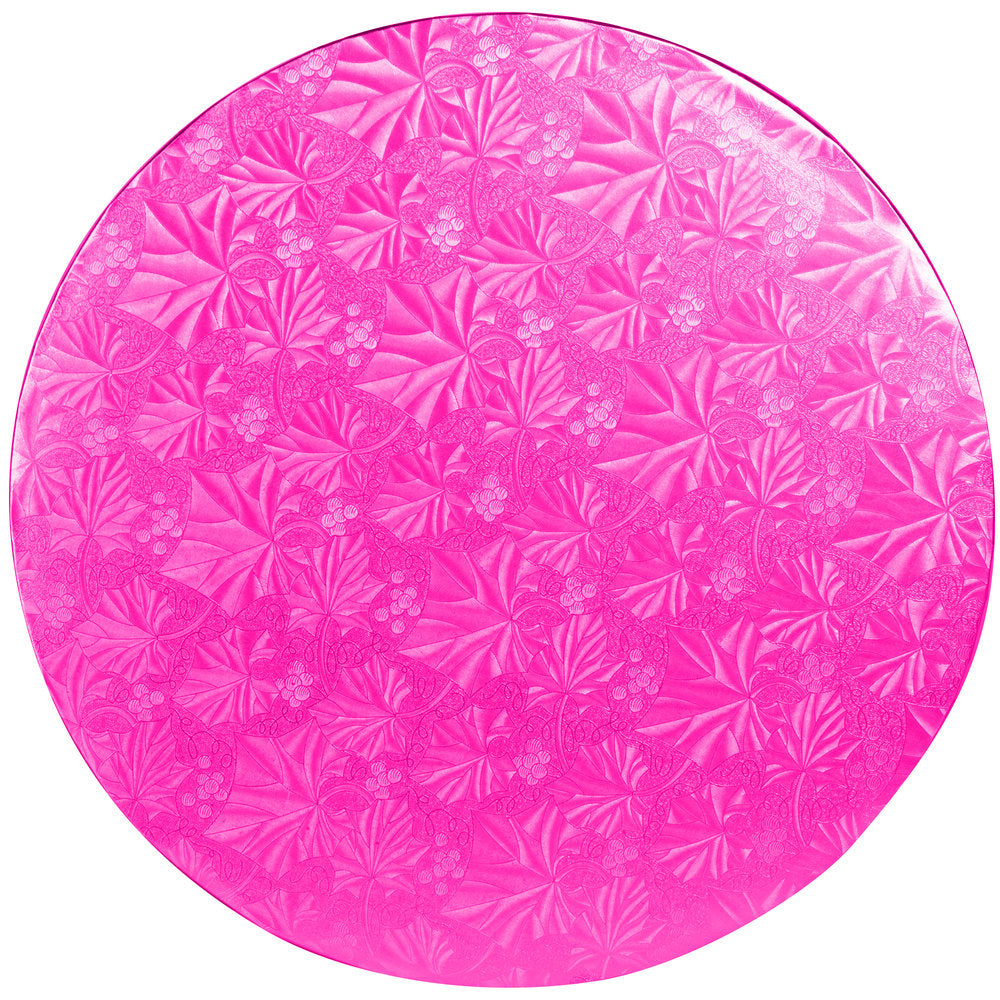 image of 12 inch round pink cake drum that is 1/2 thick