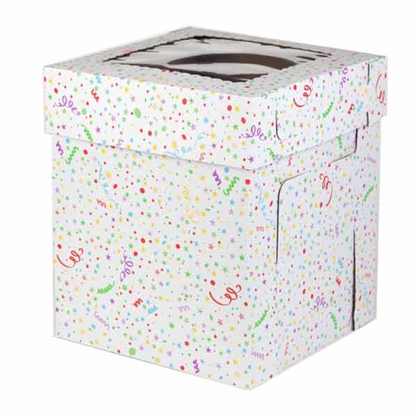 Tall, 2-Piece, 12 Inch Confetti Cake Box - 12x12x12