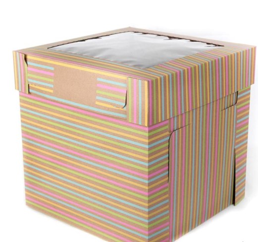Tall, 2-Piece, 12 Inch Striped Cake Box - 12x12x12