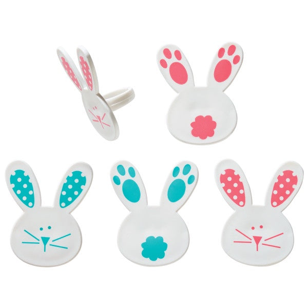 Bunny & Tails Cupcake Rings - 12 Rings