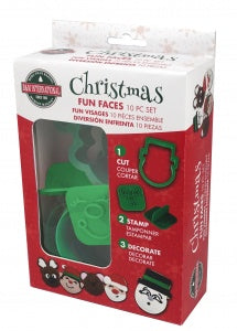 10 Piece Christmas Fun Faces Cookie Cutter Set