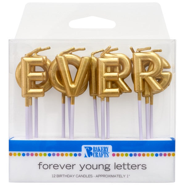 Gold Letter Candles - Forever Young