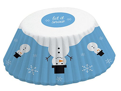 Blue Snowmen Baking Cups - 50 Cupcake Liners