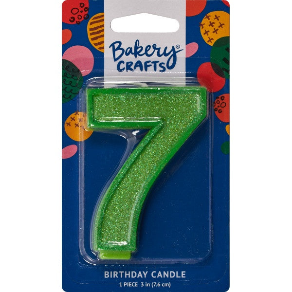Glitter Number Candle - 7 - Green