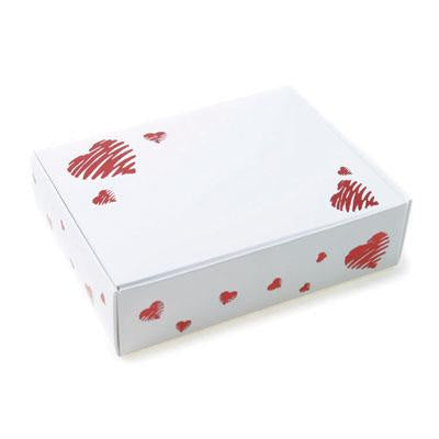 White with Red Hearts Candy Box, Quarter (.25) LB, 1 Piece Folding Box