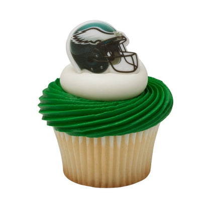 Philadelphia Eagles Helmet Cupcake Rings -12 Rings – Frans Cake