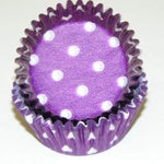 Purple Polka Dot, Mini Bake Cups - 50ish Mini Cupcake Liners