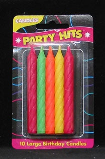 Large Neon Spiral Birthday Candles - 10pc