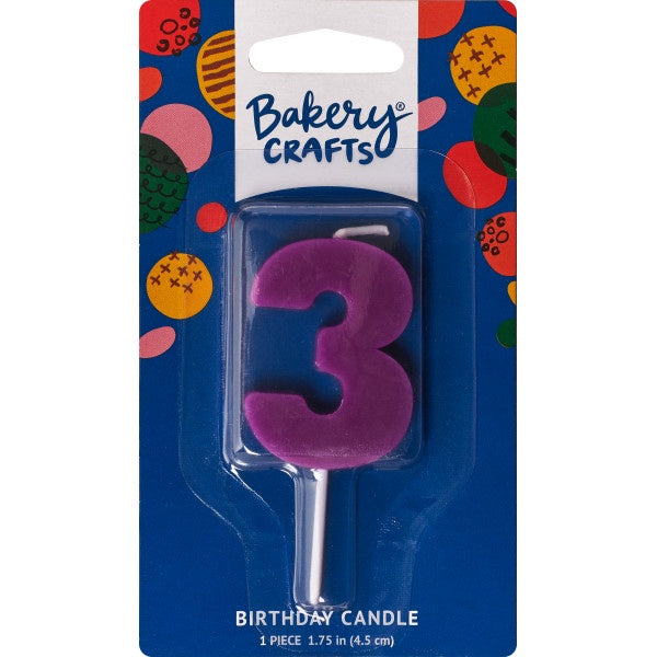 Mini Block Number Candle - 3 - Purple