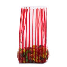 3.5x2x7.5 Bag - Red Vertical Stripe - 10 Bags