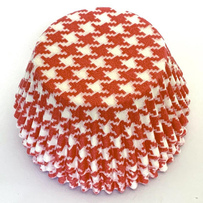 Red Houndstooth, Standard Size Bake Cups - 50ish Cupcake Liners