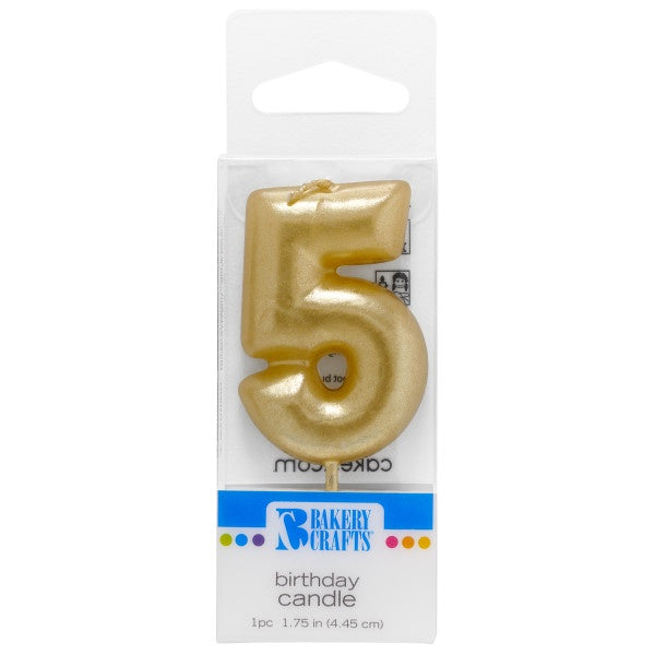 Gold Number 5 Candle