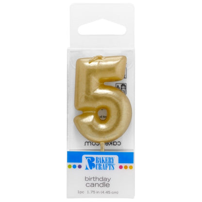 Gold Number 5 Candle