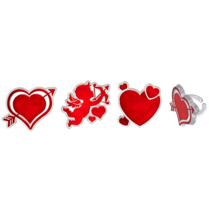 Cupid and Hearts Cupcake Rings, 12 Cupcake Rings