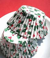 Holly Patterned Cupcake Liners - 40ish Liners