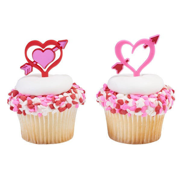 Heart Arrow Cupcake Picks - 12 Cupcake Picks