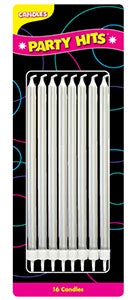 Tall Candles with Holders, Silver