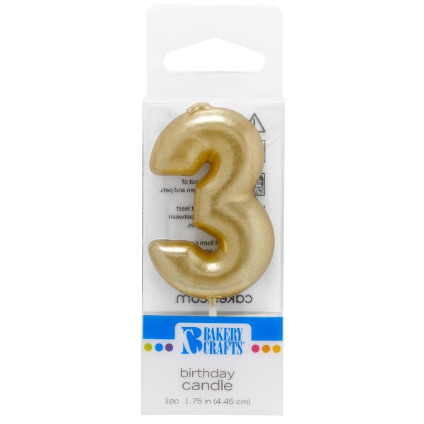 Gold Number 3 Candle