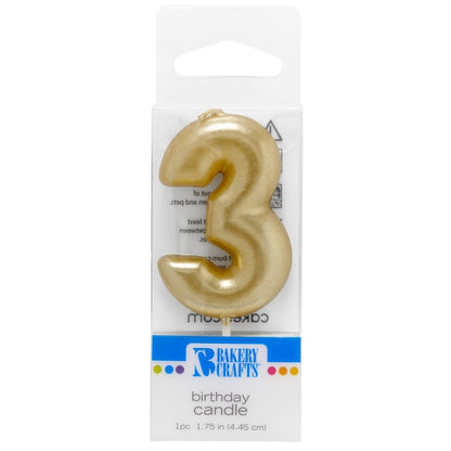Gold Number 3 Candle