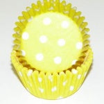 Yellow Polka Dot, Mini Bake Cups - 50ish Mini Cupcake Liners