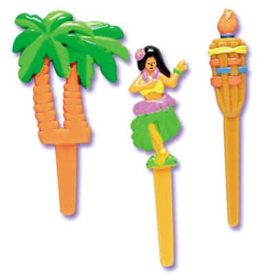 Hawaiian Luau Cupcake Picks - 12 Pieces