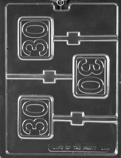 30th Anniversary/Birthday Plain Lollipop Chocolate Mold