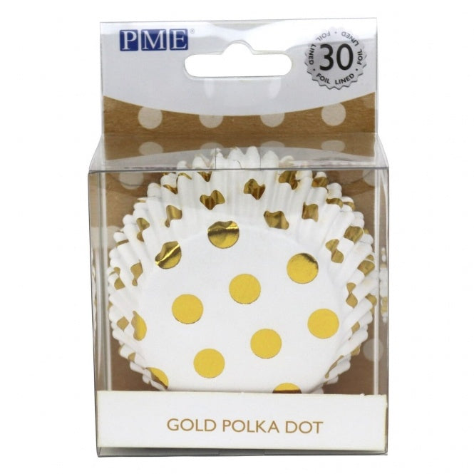 Metallic Gold Polka Dot Standard, Foil Lined Baking Cups - 30 Cupcake Liners