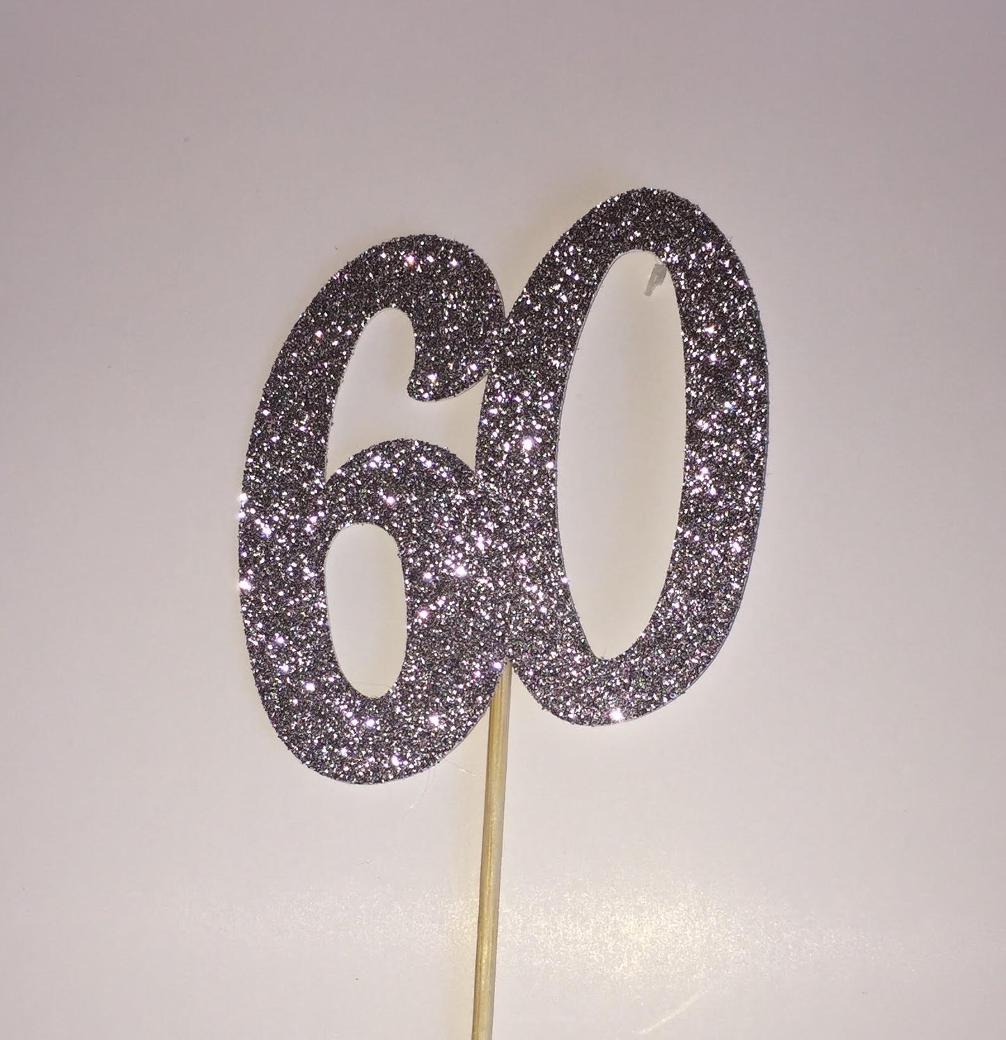 60 Cake Topper - Glitter Silver - Small