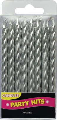 Silver Spiral Birthday Candles - 16pc