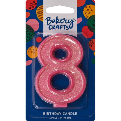 Glitter Number Candle - 8 - Pink